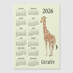 Giraffe Design 2026 Calendar Magnetic Card