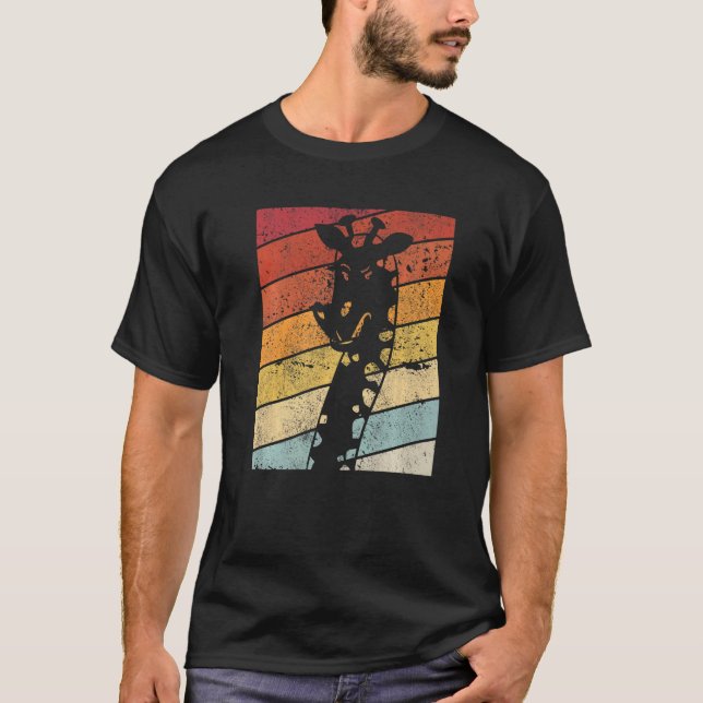 Giraffe Design  A Retro Style Giraffe Premium T-Shirt (Front)