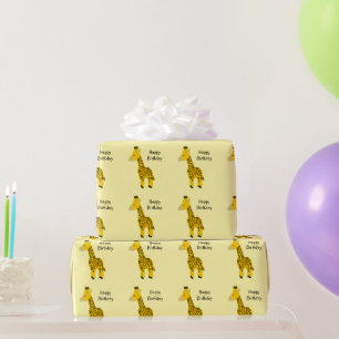 Giraffe Design Any Background Colour Birthday Gift Wrapping Paper