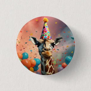 Giraffe design, colourful 3 cm round badge