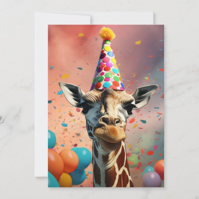 Giraffe design, colourful invitation (Front)
