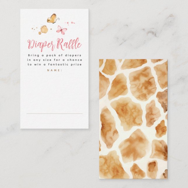 Giraffe Diaper Raffle Baby Shower Tickets Enclosure Card (Front/Back)