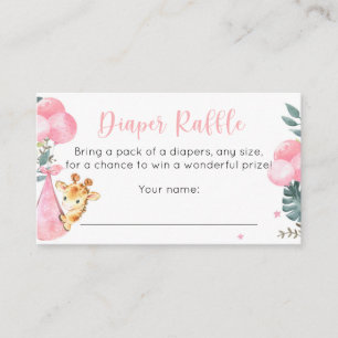 Giraffe Diaper Raffle Cards for Baby Girls