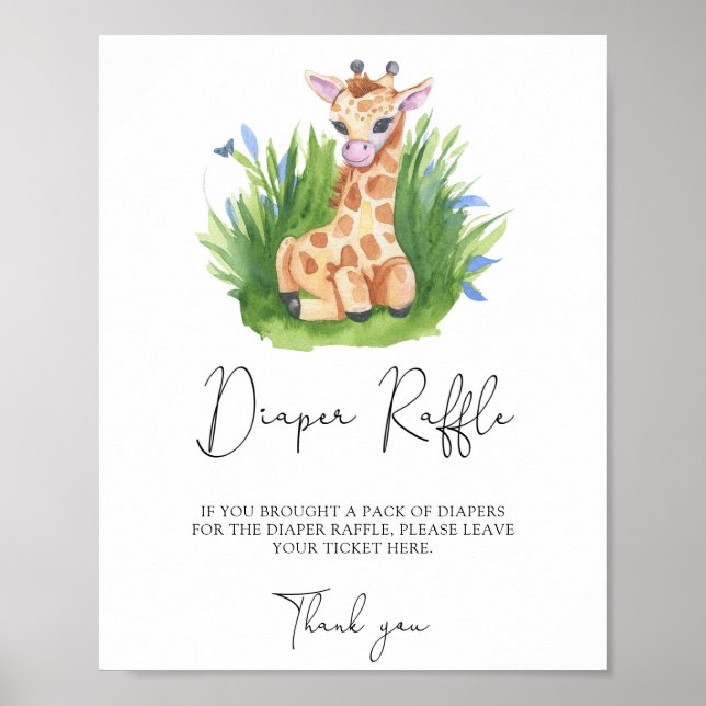 Giraffe - Diaper raffle Poster (Front)