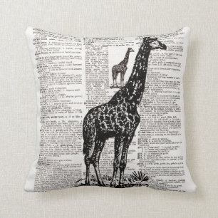 Giraffe Dictionary Art Cushion