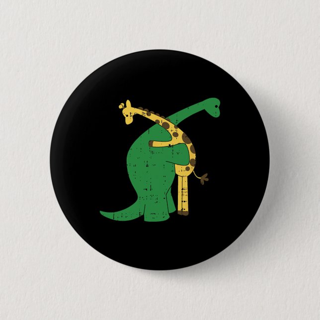 Giraffe Dinosaur Hug Love Dino Animals Safari Hall 6 Cm Round Badge (Front)