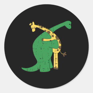 Giraffe Dinosaur Hug Love Dino Animals Safari Hall Classic Round Sticker