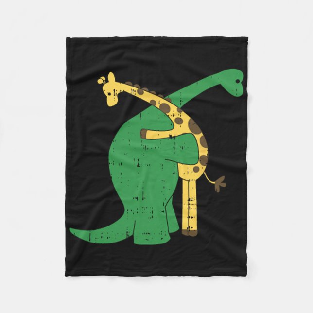 Giraffe Dinosaur Hug Love Dino Animals Safari Hall Fleece Blanket (Front)