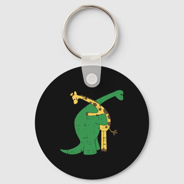 Giraffe Dinosaur Hug Love Dino Animals Safari Hall Key Ring (Front)