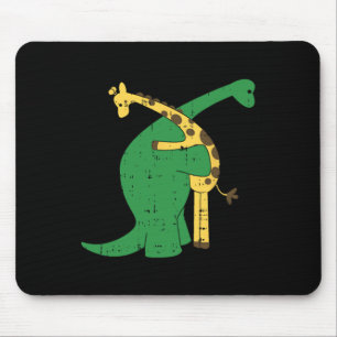 Giraffe Dinosaur Hug Love Dino Animals Safari Hall Mouse Mat