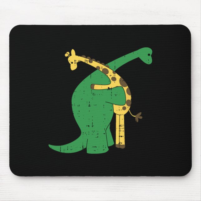 Giraffe Dinosaur Hug Love Dino Animals Safari Hall Mouse Mat (Front)