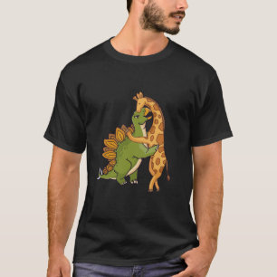 Giraffe Dinosaur Hug Love Dino Animals Safari Hall T-Shirt