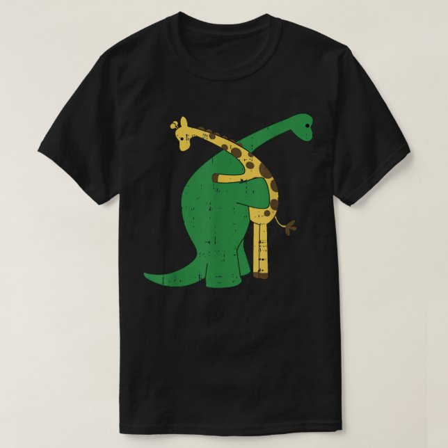 Giraffe Dinosaur Hug Love Dino Animals Safari Hall T-Shirt (Design Front)