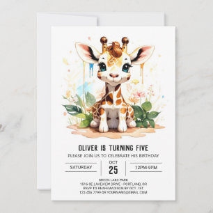 Giraffe Dreams Cute Safari Birthday Invitation