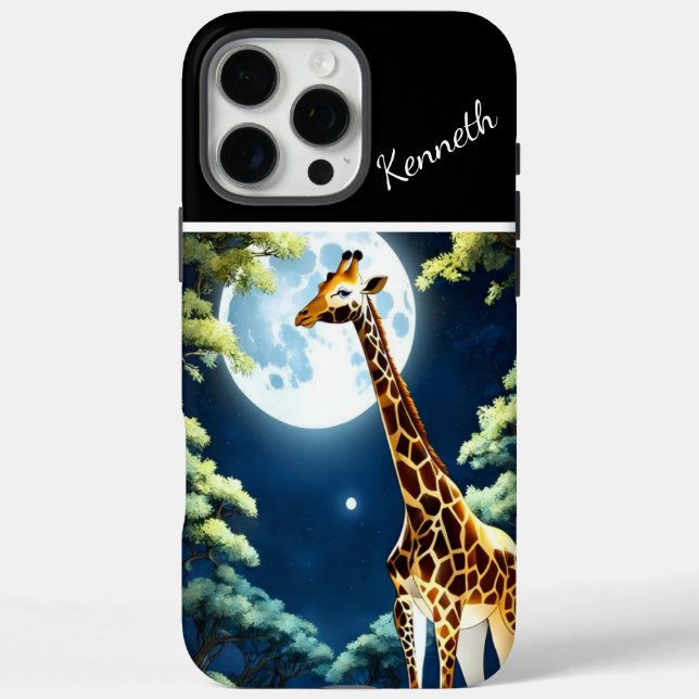 Giraffe Drinking Under Moonlight Case-Mate iPhone Case (Back)