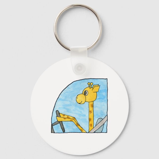 Giraffe Driving a Car. Key Ring (Front)