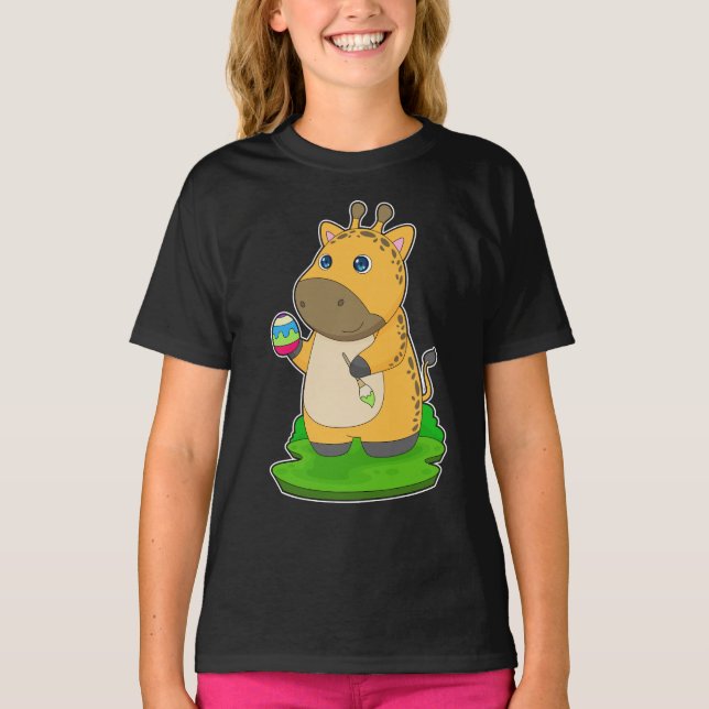 Giraffe Easter Easter egg Paint brush T-Shirt (Front)