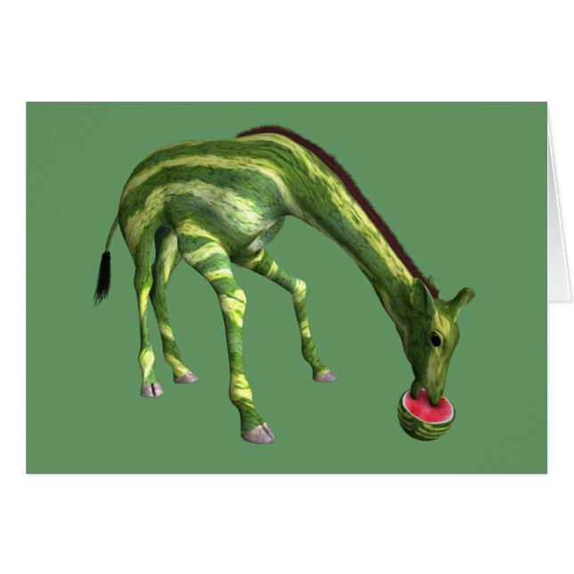Giraffe Eating Watermelon (Front Horizontal)