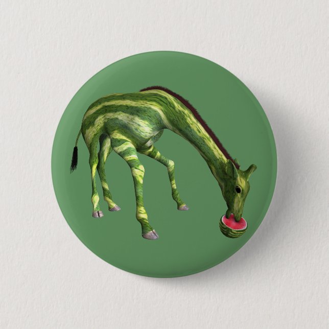 Giraffe Eating Watermelon 6 Cm Round Badge (Front)