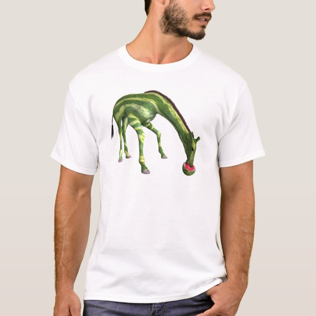 Giraffe Eating Watermelon T-Shirt (Front)