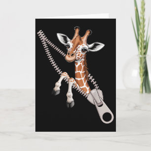 Giraffe Emerging From A Zipper Funny Costume Boys Card
