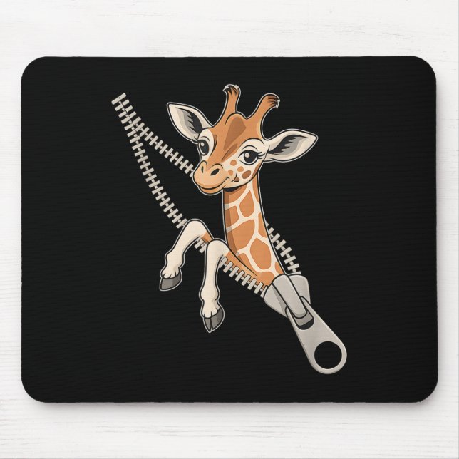 Giraffe Emerging From A Zipper  Mouse Mat (Front)