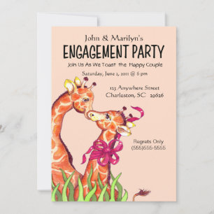 Giraffe Engagement Party  Invitations
