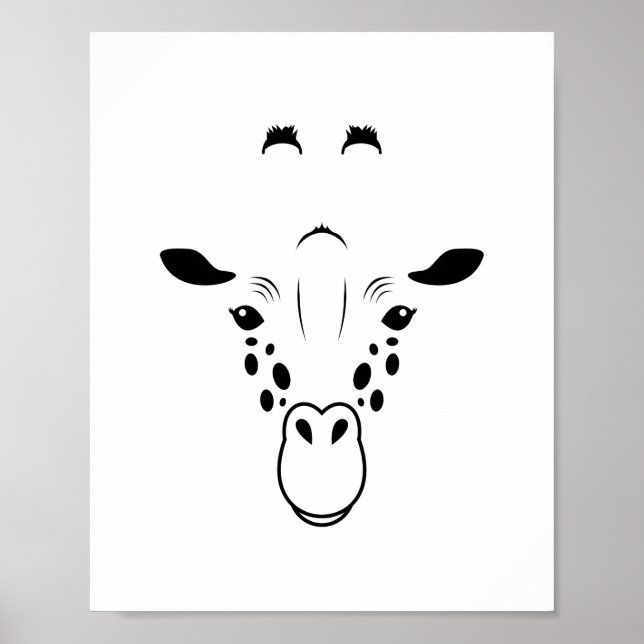 Giraffe Face Silhouette Poster (Front)
