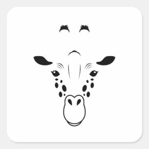 Giraffe Face Silhouette Square Sticker