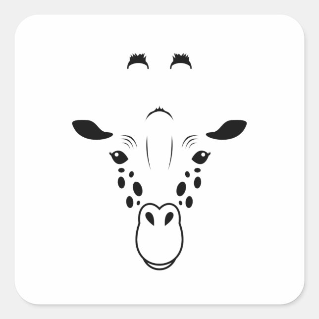 Giraffe Face Silhouette Square Sticker (Front)
