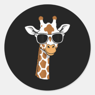 Giraffe Face Sungles Funny Giraffe For Kids Classic Round Sticker