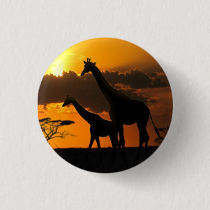 Giraffe Family 2 3 Cm Round Badge