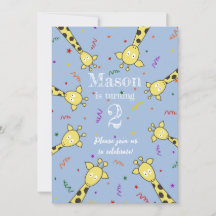 Giraffe Family Birthday Party Invitation