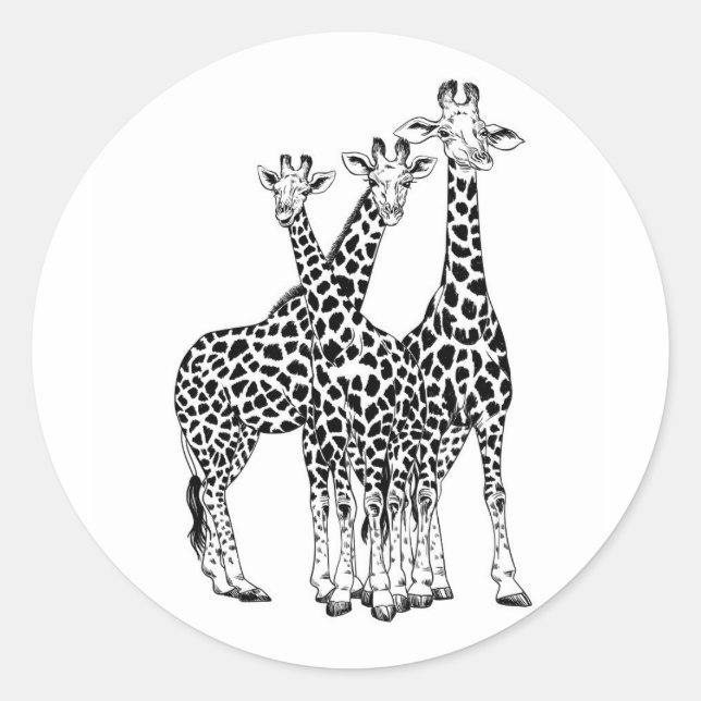 Giraffe family classic round sticker (Front)