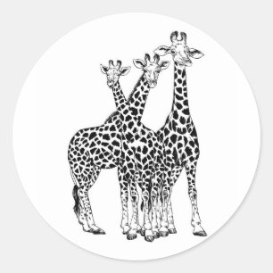 Giraffe family classic round sticker