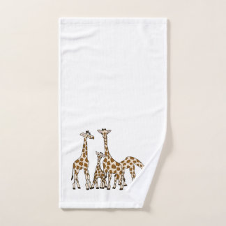 Giraffe Family In Brown and Beige Hand Towel