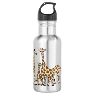Giraffe Family In Brown and Beige Water Bottle