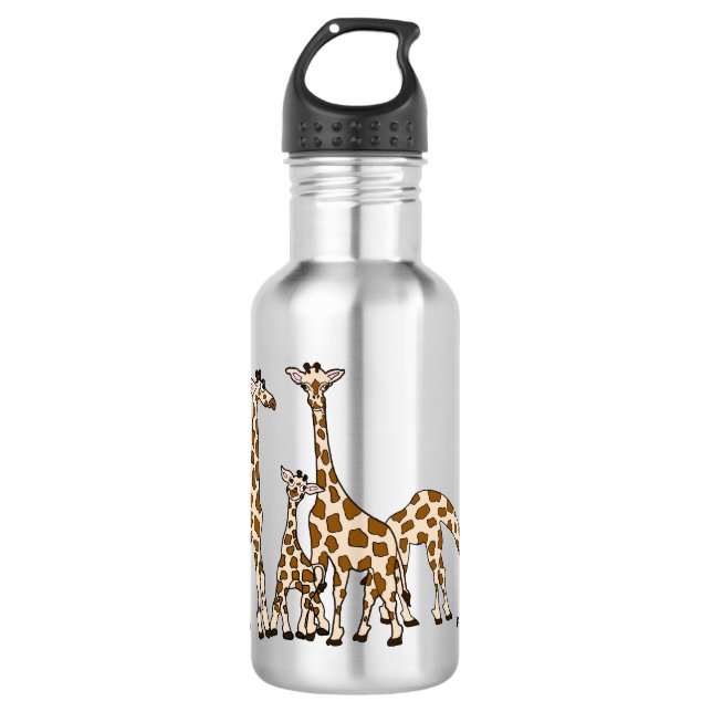 Giraffe Family In Brown and Beige Water Bottle (Front)