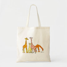 Giraffe Family In Orange and Yellow Tote Bag