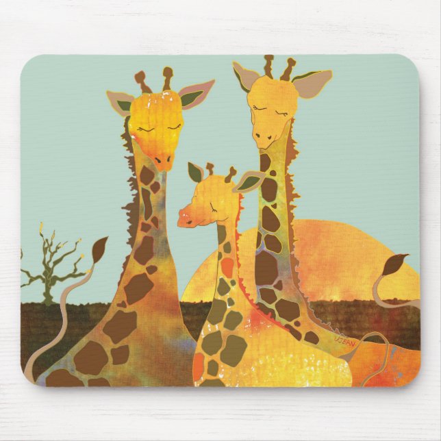 Giraffe Family Mouse Mat (Front)