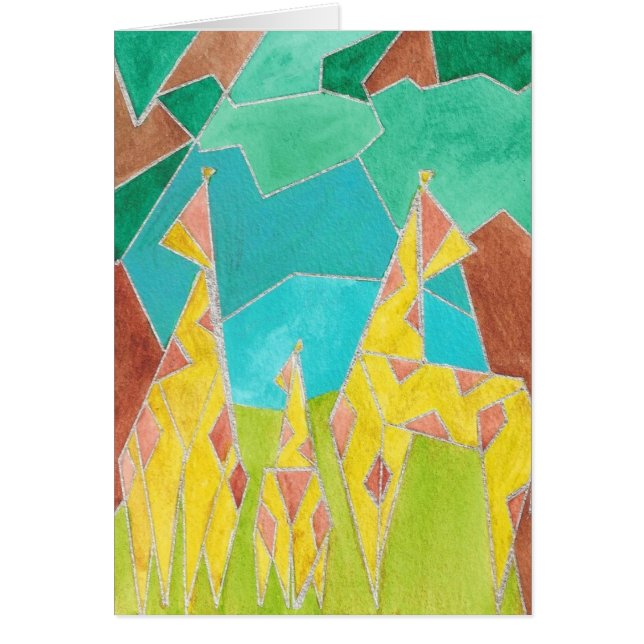 Giraffe Family Original Abstract Art (Front)