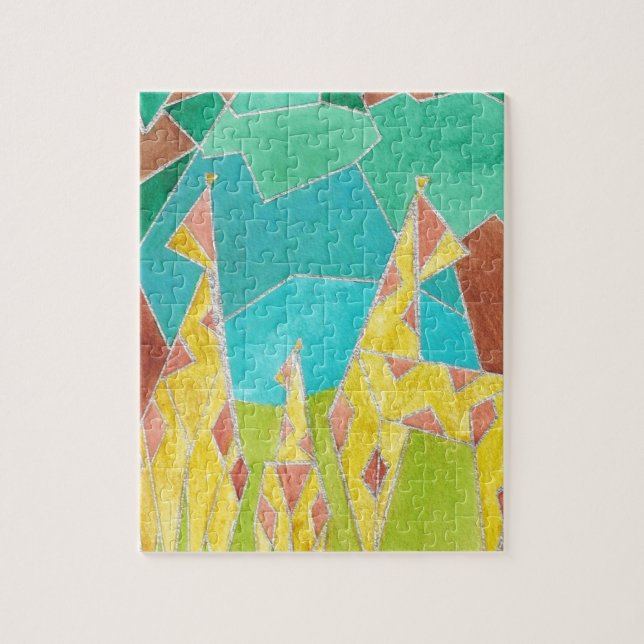 Giraffe Family Original Abstract Art Jigsaw Puzzle (Vertical)