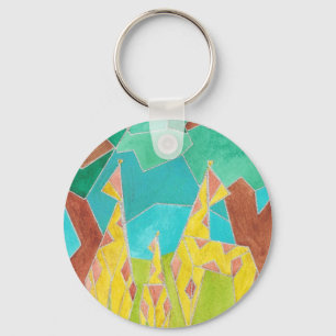 Giraffe Family Original Abstract Art Key Ring