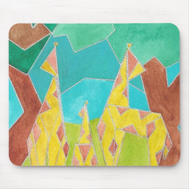 Giraffe Family Original Abstract Art Mouse Mat (Front)