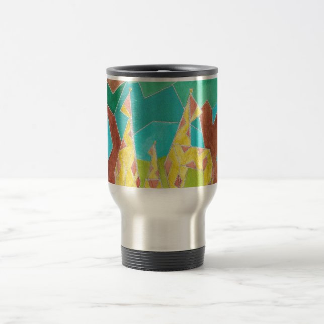 Giraffe Family Watercolor Art Travel Mug (Center)