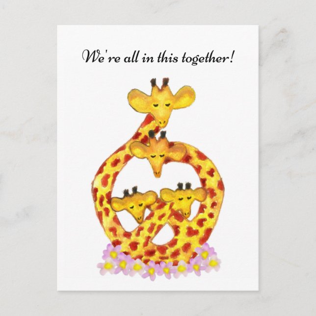 Giraffe Family - We're all in this together! Postcard (Front)