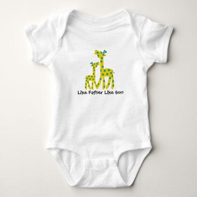 Giraffe Father Son Customisable Text Baby Bodysuit (Front)