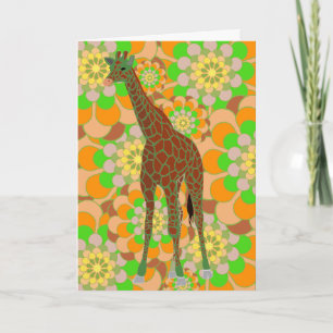 Giraffe First Birthday Card