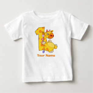 Giraffe First Birthday Custom Baby T-Shirt