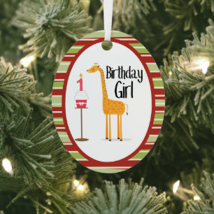 giraffe first birthday metal tree decoration